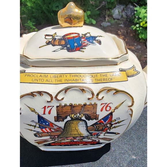 SADLER ENGLAND CUBE TEAPOT AMERICAN BI-CENTENARY 1776-1976 WAR OF INDEPENDENCE - Picture 5 of 9